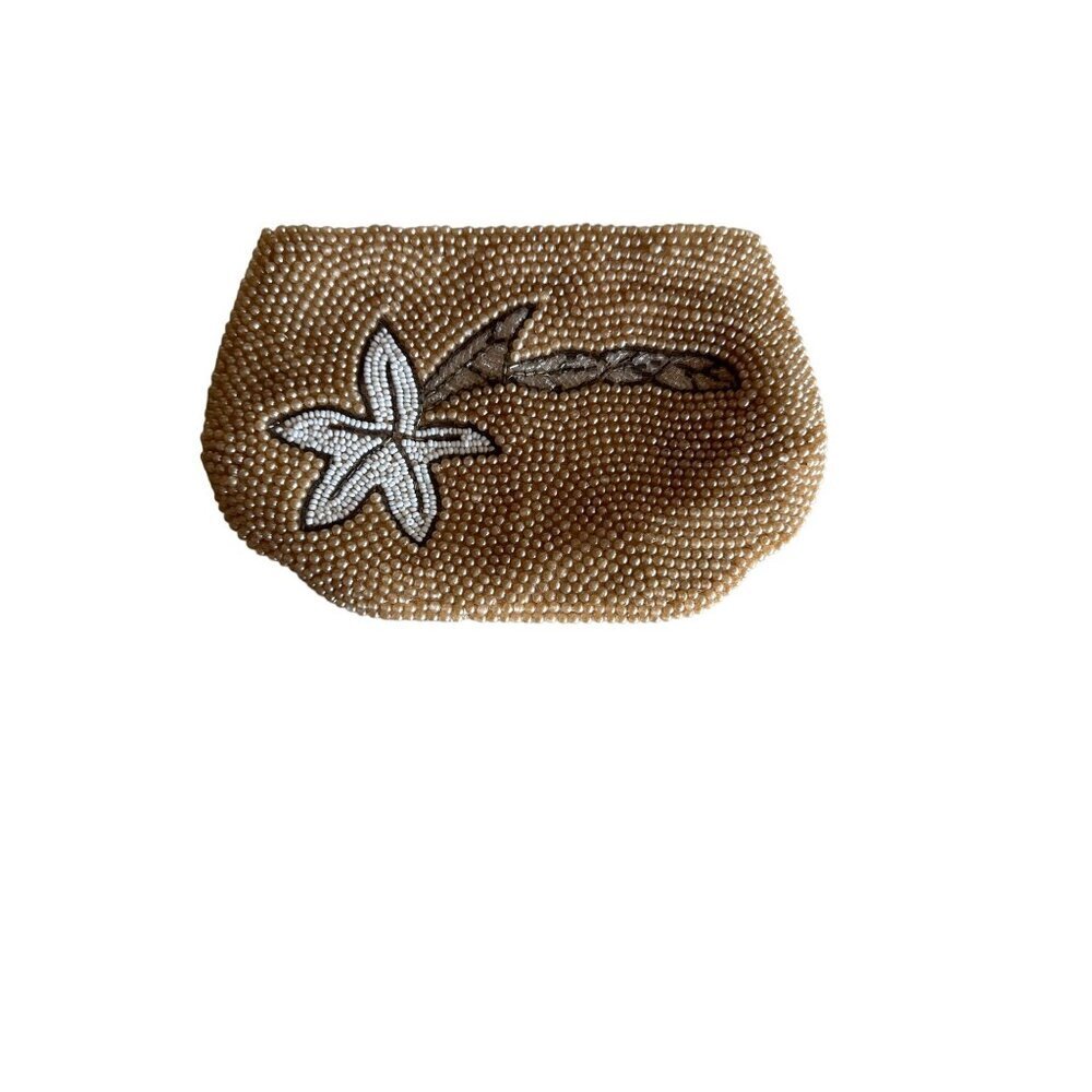 Vintage Beaded Clutch‎ Purse With Floral Design Made In Japan